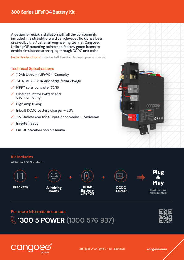 Cangoee - Toyota Landcruiser 300 Series - 110Ah Lithium (LiFePO4) Capacity