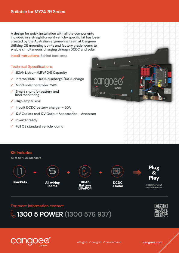 Cangoee - 79 Series LandCruiser - 110Ah Lithium (LiFePO4) Capacity