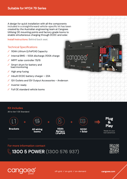 Cangoee - 79 Series LandCruiser - 110Ah Lithium (LiFePO4) Capacity
